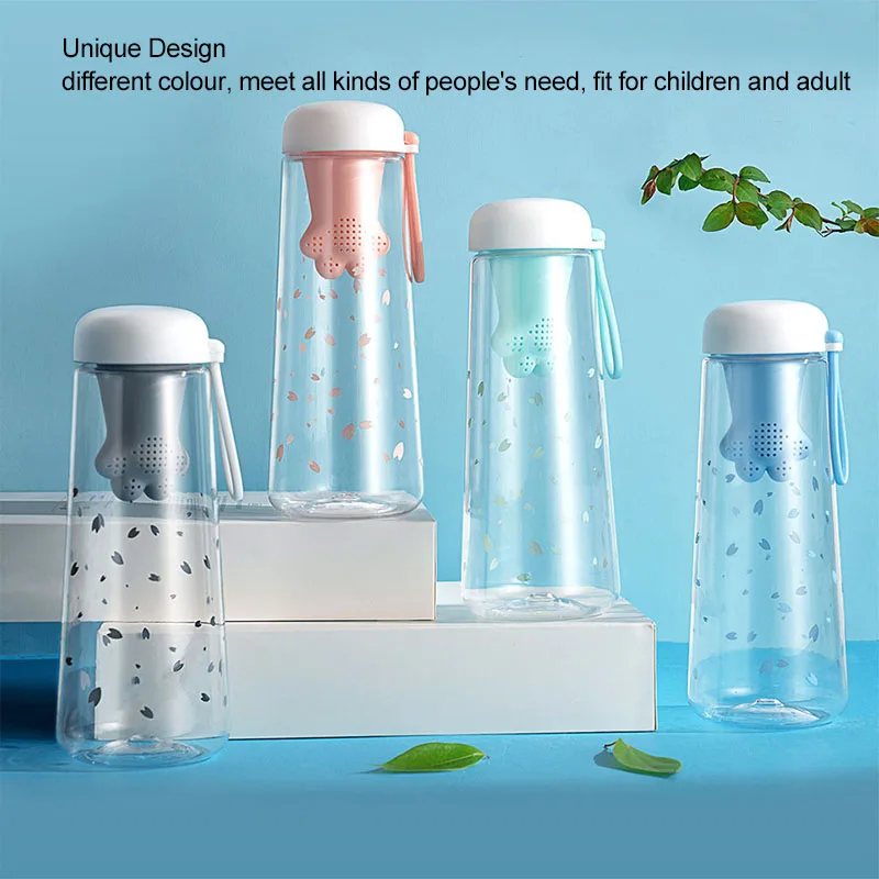 YMEEI милые бутылки для воды с кошачьими лапами пластиковые ситечком заваривания