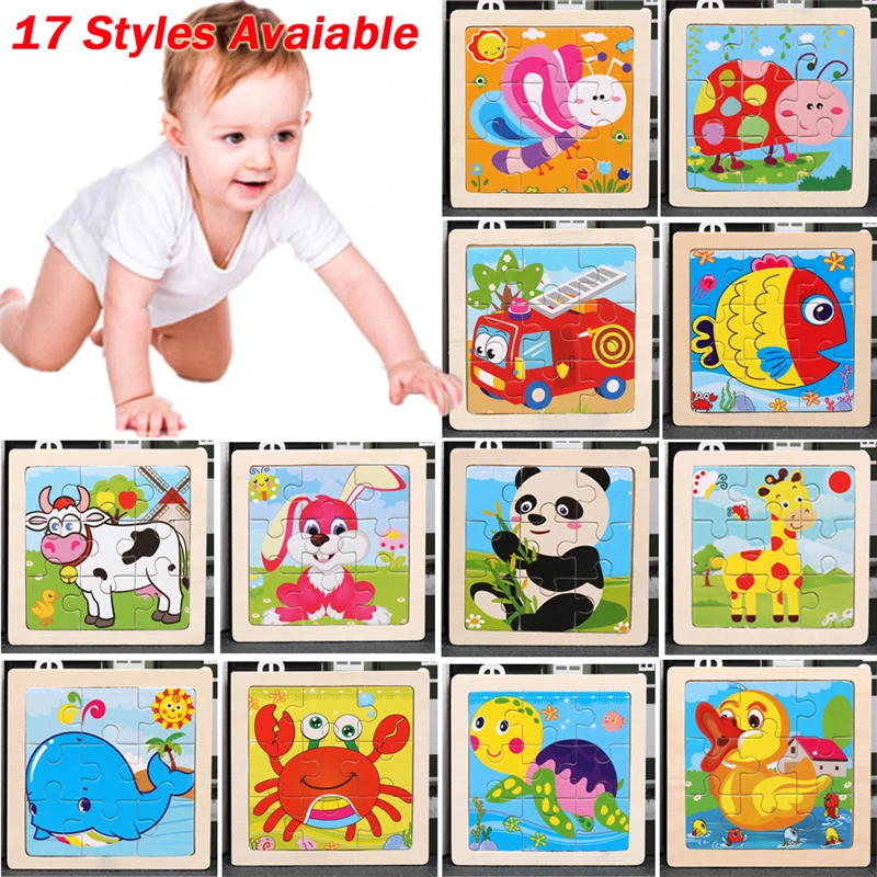 Горячая 17 видов стилей Животные деревянные блоки 9 шт. одежда для малышей Детские