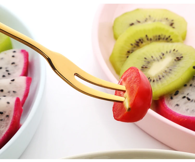 2 шт фруктовые вилки Роскошные из нержавеющей стали золотые Десертные Вилки для