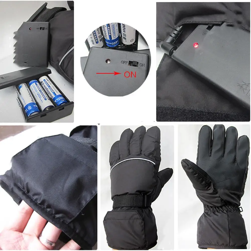 

1 Pair Winter 4.5V Electric Heating Gloves Waterproof Heated Gloves Battery Powered For Motorcycle Ski Gloves Back Heating