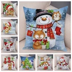 Чехол для подушки с дедом морозом, 45x45 см, подушка со снеговиком