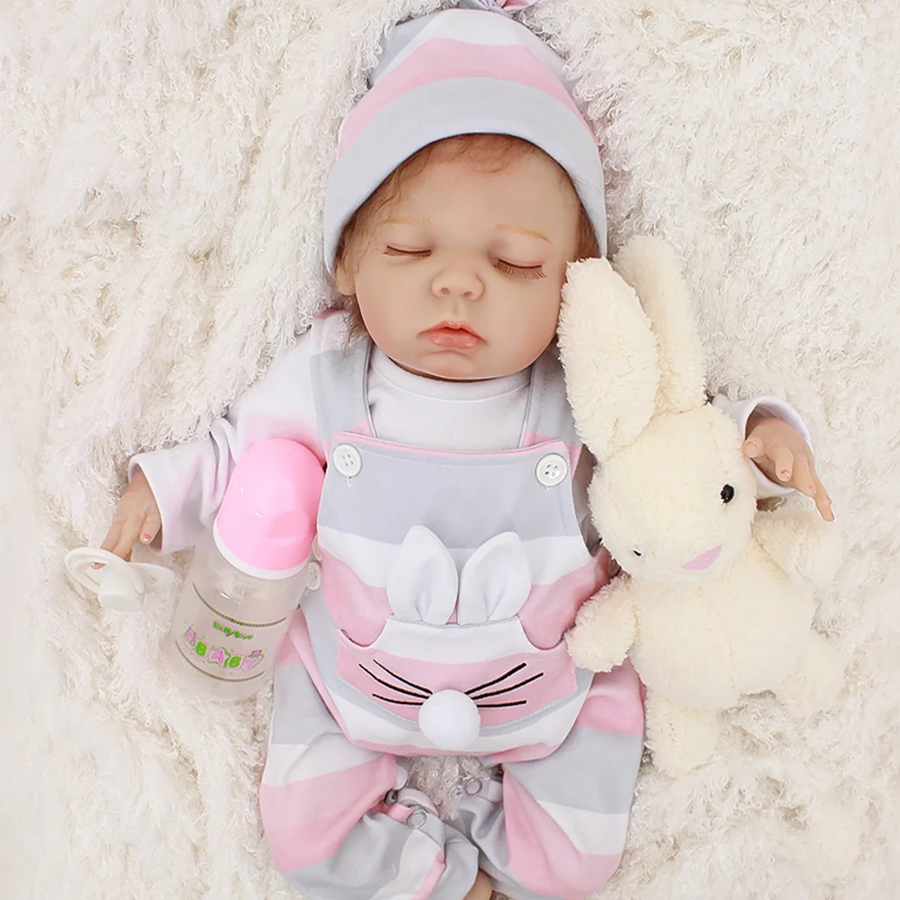 

NPK 45cm Silicone Reborn Baby Doll kids Playmate Gift For Girls Bebe Alive Soft Toys For Bouquets Doll Bebes Reborn