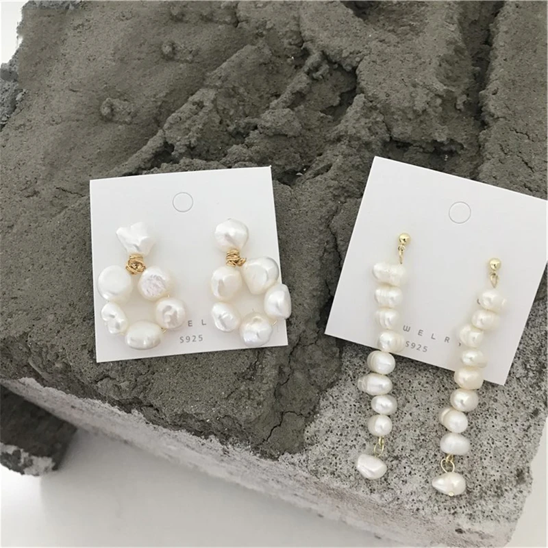 SOHOT Женские Висячие серьги из сплава с натуральной кисточкой длинная жемчужная