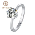 Женское Обручальное Кольцо GEM'S BALLET 1Ct Moissanite, 925 пробы Серебряное кольцо с бриллиантом, ювелирное изделие