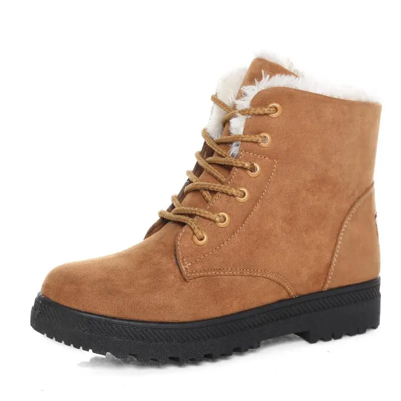 

Women Winter Boots Ladies Snow Boots Lace Up Ankle Boots Female Non Slip Plush Fur Shoes Keep Warm Ankle Botas Plus Size 35-43
