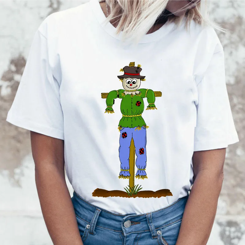 

Scarecrow Cartoon Graphic Printing Funny Ladies T shirt Short Sleeve Fashion New Summer Women TShirt