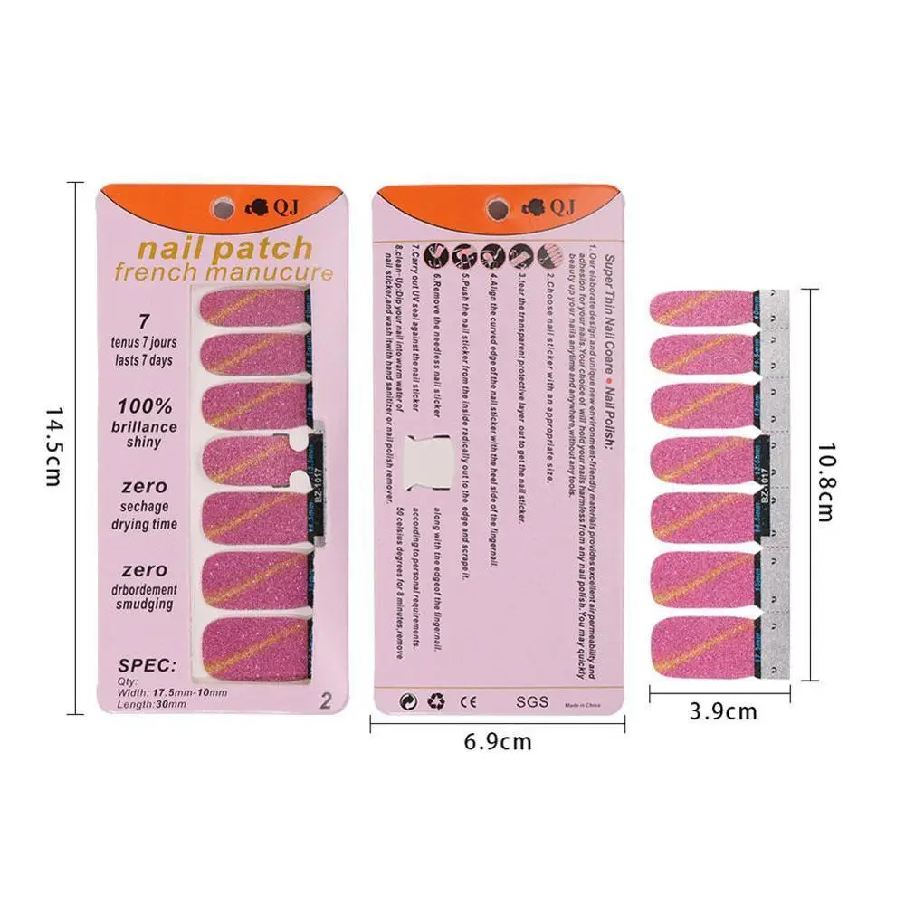 

1PC Nail Polish Strips DIY Nail Art Glitter Powder Gradient Color Cat Eyes Stickers Nail Wraps Patch Full Cover Self Adhesive
