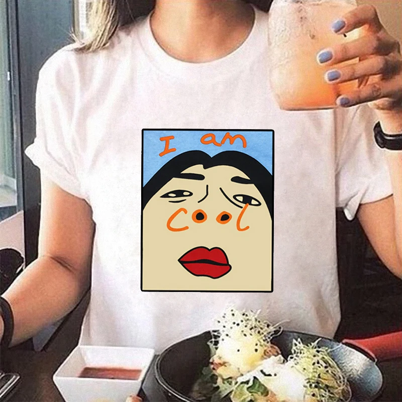 Женская футболка с коротким рукавом принтом и надписью | одежда