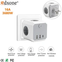 16a eu wall socket power strip with 4ac outlets 3 usb charger adapter1 to 4 socket with overload protection onoff switch
