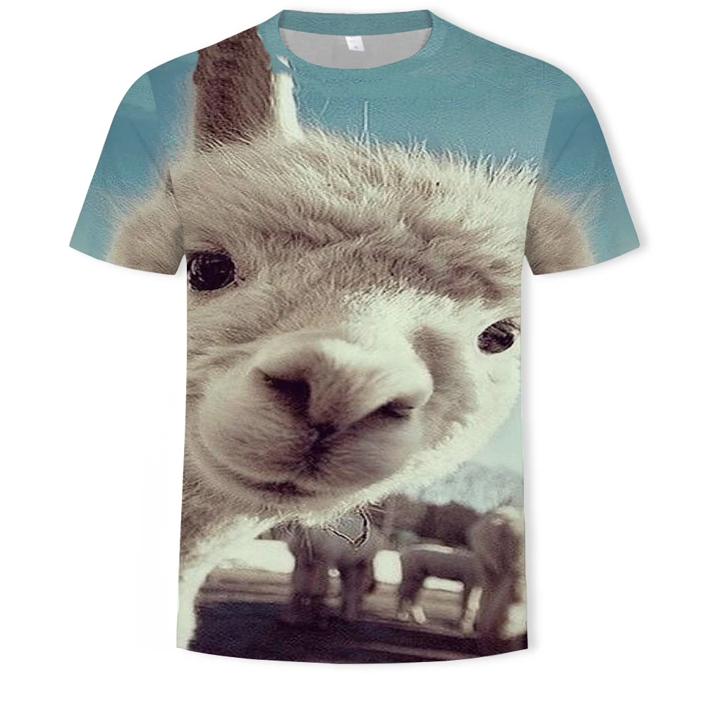 

Summer fun animal head portrait male T-shirt streetwear summer oversized T-shirt personality O-neck short-sleeved 3D printing