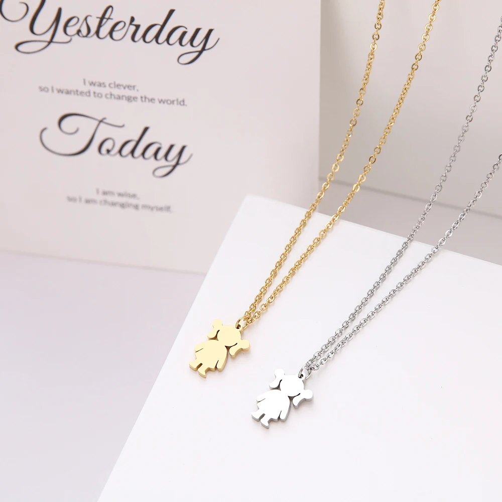 DOTIFI Stainless Steel Necklace For Women Little Girl Choker Chain Pendant Gold Necklaces Engagement Jewelry | Украшения и