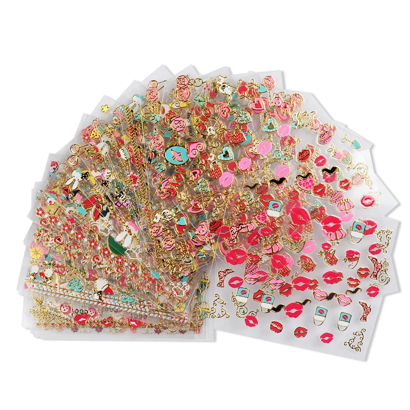 30 шт. цвета: золотистый 3D трафареты в виде бабочек для дизайна ногтей наклейки на