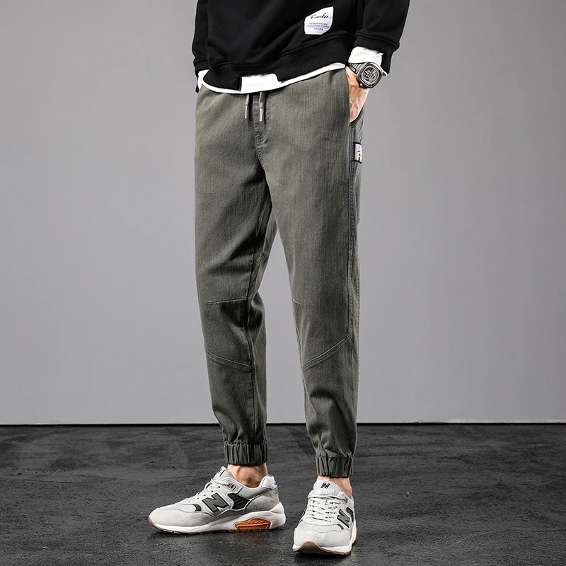 

2021 Men's pants Korean fashion summer loose light color Leggings casual work wear corset Harlem jeans fashion brand S-4XL