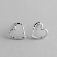 s925 sterling silver love heart earrings stud women temperament minimalist fashion joker hollow out gift jewelry small brincos