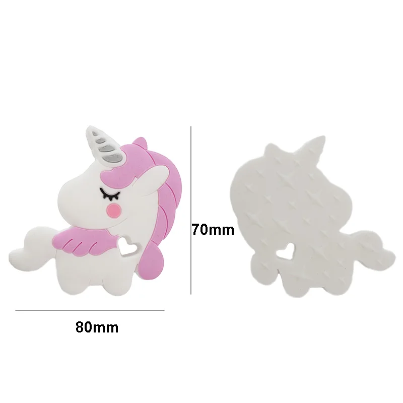 Chenkai-mordedor de silicona de unicornio para beb&eacute;, mordedor colorido para dentici&oacute;n de roedores, chupete de lactancia, colgante de grado alimenticio, juguete de joyer&iacute;a para ni&ntilde;os peque&ntilde;os, 5 uds.-1