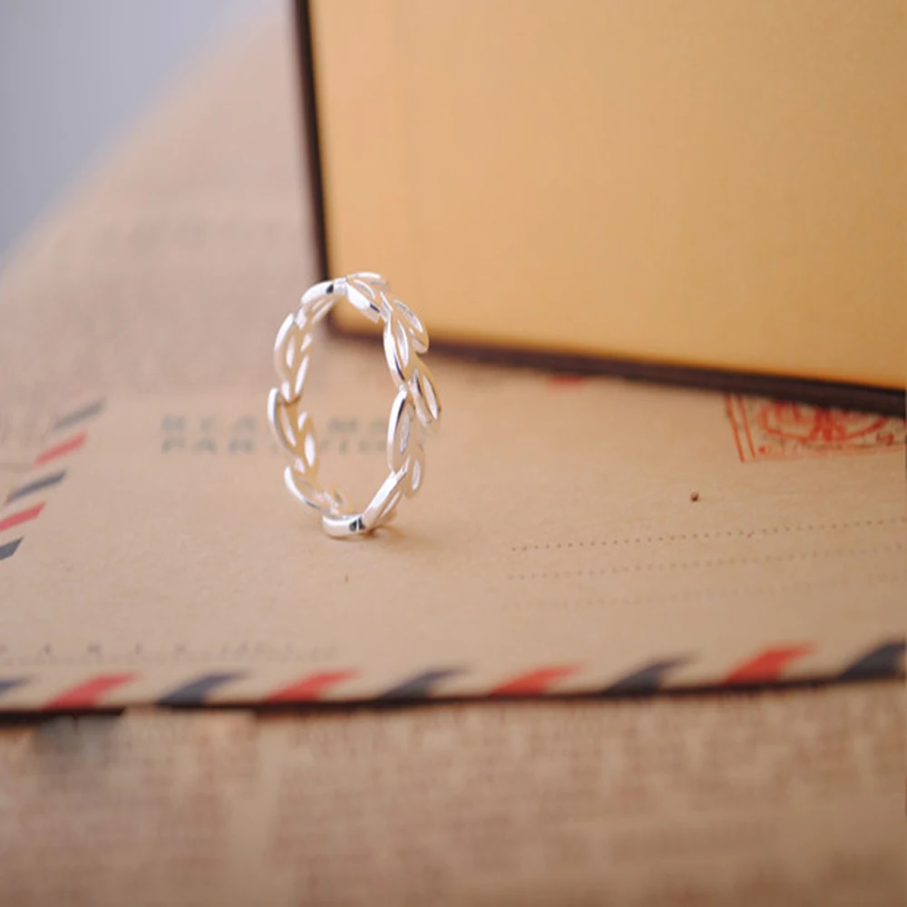 New 925 Silver Color Wedding Rings For Women Party Gift Fashion Sterling Jewelry Simple Hollow Leaves Open Ring Wholesale | Украшения и