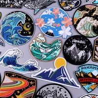 outdoor camping exploration patches for clothing mountain waves travel iron on patches on clothes natural adventure patch badge