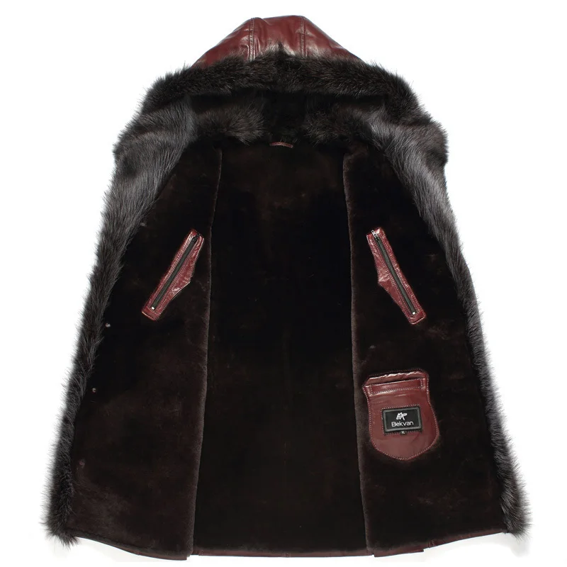 Мужская зимняя куртка из натуральной овечьей кожи с шерстяной подкладкой и