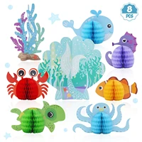 8pcs ocean theme party seahorse decoration honeycomb ball sea animal whale starfish baby shower birthday party table decorations