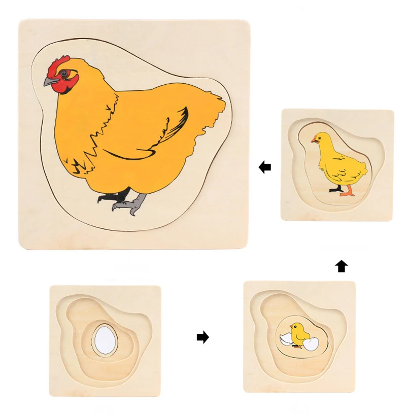 Многослойные деревянные головоломки для роста цыплят девочек детский