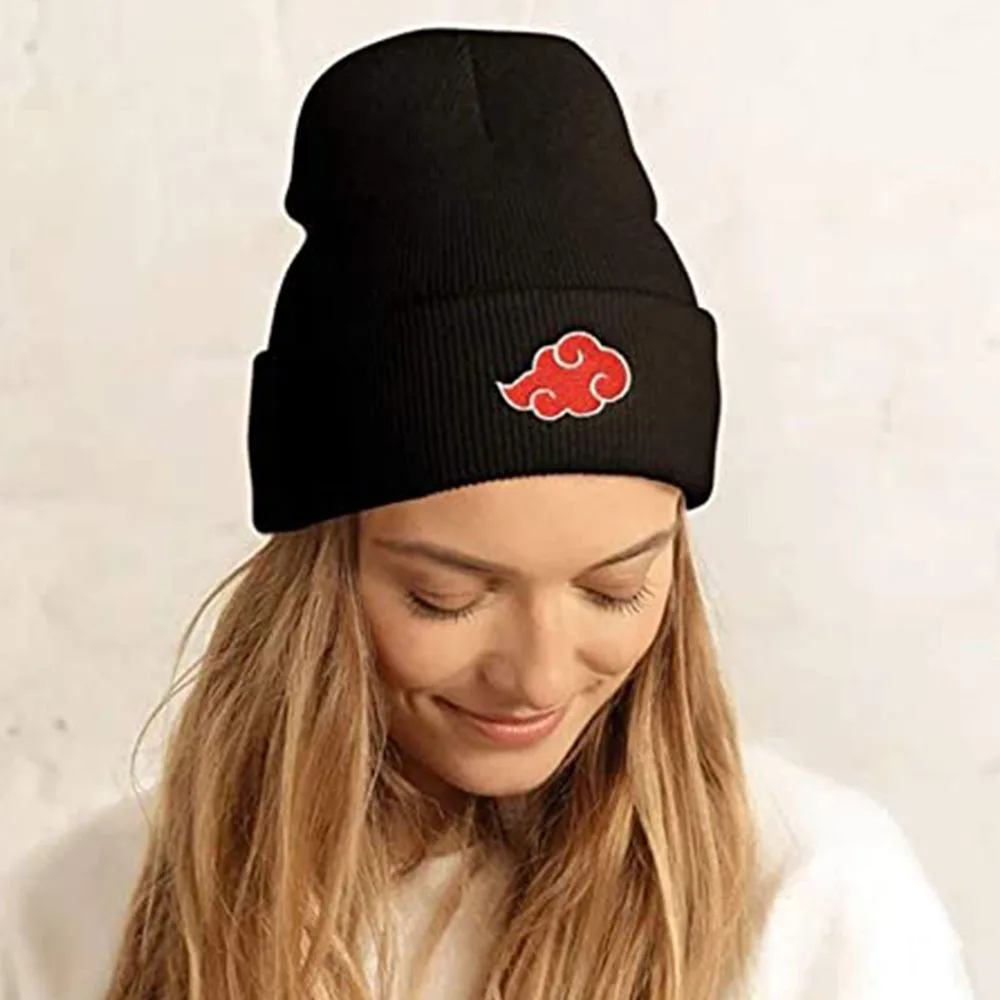 

Anime Akatsuki Beanie Hat Cosplay Red Cloud Winter Knitted Cap Itachi Warm Hip-hop Streetwear Kids Gift