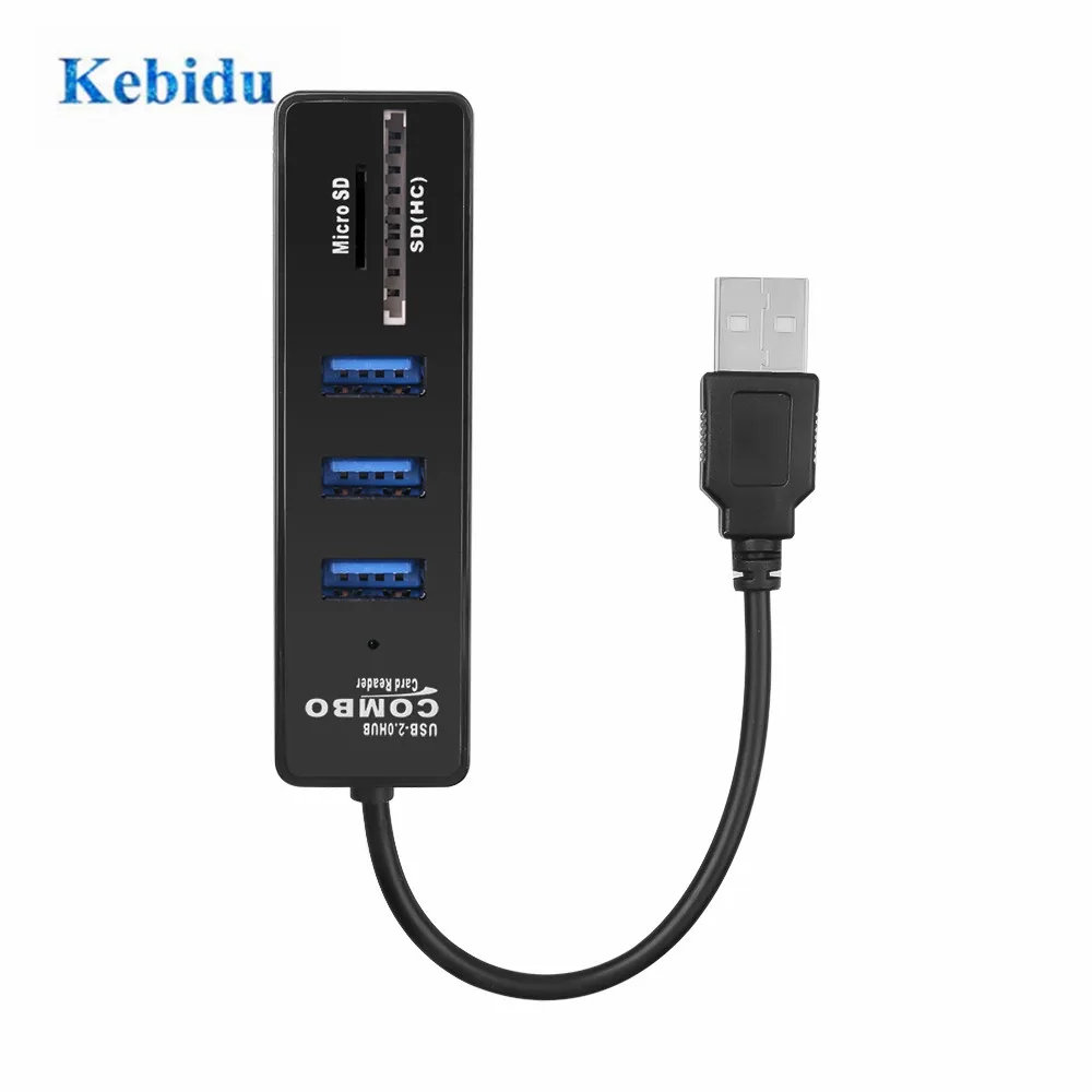 KEBIDU Мульти USB 2 0 концентратор Высокоскоростной разветвитель 3 порта usb хаб