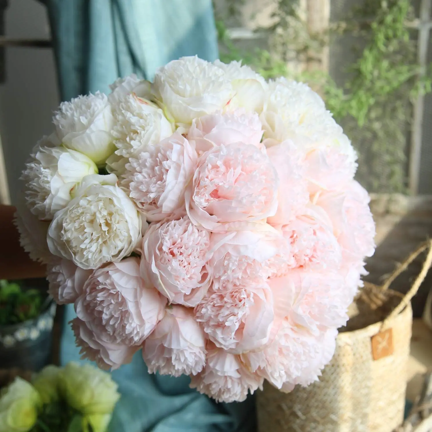 

5 Heads Bouquet Artificial Fake Peony Springs Flowers Silk Flower Leaf Home Office Wedding Houes Party Festival Bar Decoration