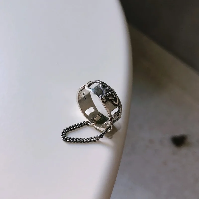 Leouerry Ретро стиль планета Сатурн цепочка кольцо 925 пробы серебро креативная