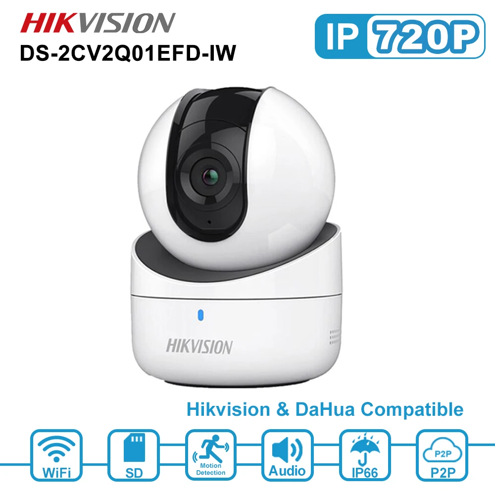 Беспроводная сетевая мини камера Hikvision 720P PT со встроенным динамиком слотом для sd