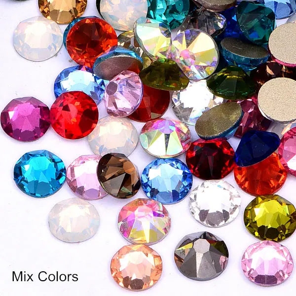 Mix Solors Ss30, 8, большие, 8, маленькие, 16 граней, Стразы для ногтей, стеклянные стразы с плоской задней стороной, много цветов, не Горячие Стразы для украшения ногтей B3744 - Цвет: Mix Solors