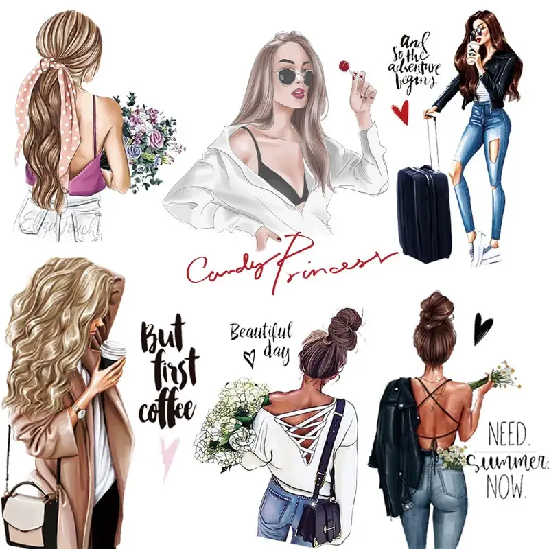 

Beautiful Girl Patch Thermo-sticker For Clothes Patches heat-adhesive Clothing Thermoadhesive Iron-on Transfers For Clothing