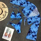 Комплект бикини из 3 предметов, женский купальник с прикрытием для длинных рукавов, сексуальные сетчатые бикини, бикини с узлом, пляжная одежда, купальный костюм, 2021