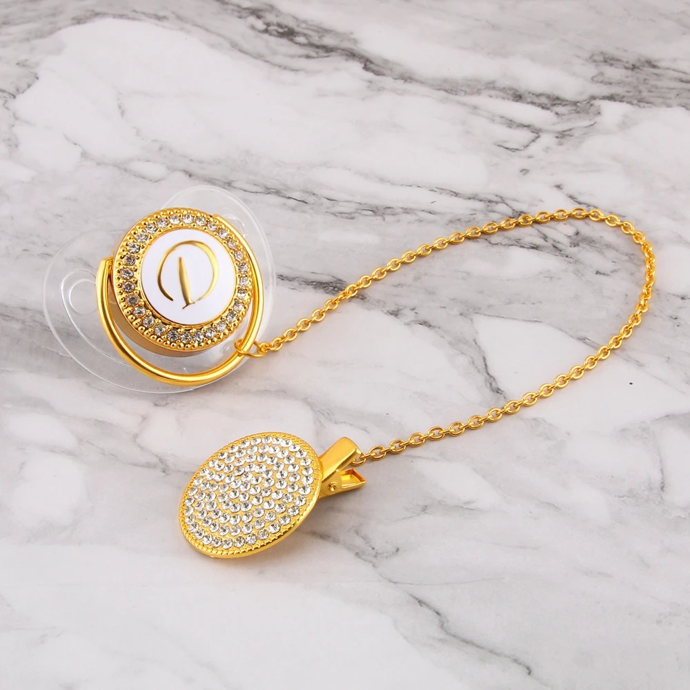 Роскошные Детские Bling соску со стразами белый жемчуг кристалл Ортодонтическая