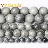 natural grey hawk eye stone beads eagle eye round loose beads for jewelry making diy bracelets accessories 6 8 10mm 15 strand