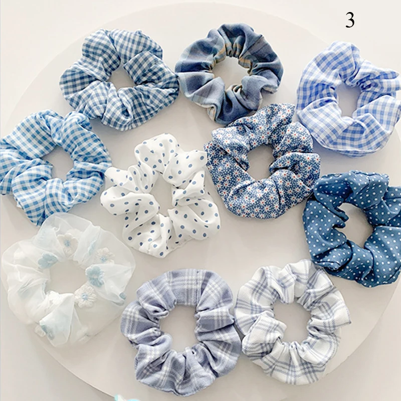 

Head Wear Hair Accessories Print Girls Silky Rubber Elastic Hair Bands Cute Hair Ties 10Pcs Of Pack Women Elastic Hair Bands