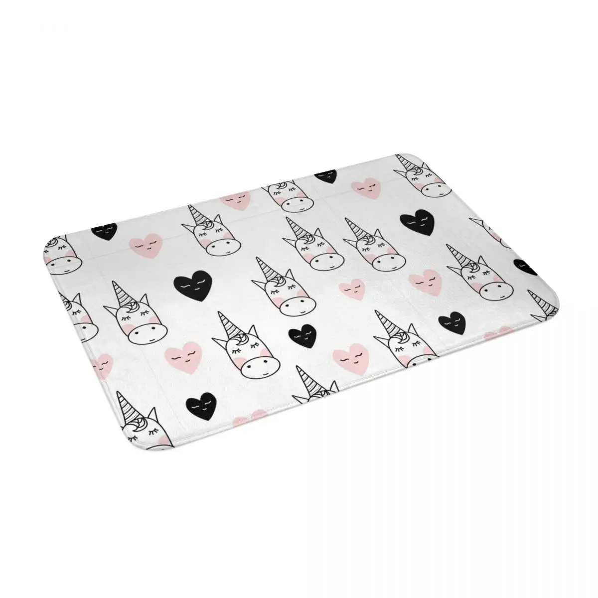 Прекрасный коврик для двери с единорогами и сердечками из полиэстера, антиколосковым покрытием, украшением пола и ванной комнаты, кухни и балкона, размером 40х60 дюймов.