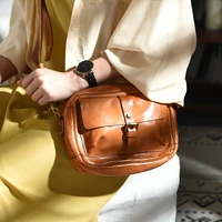 fashion vintage womens genuine leather messenger bag small top layer cowhide personality simple one shoulder messenger bag