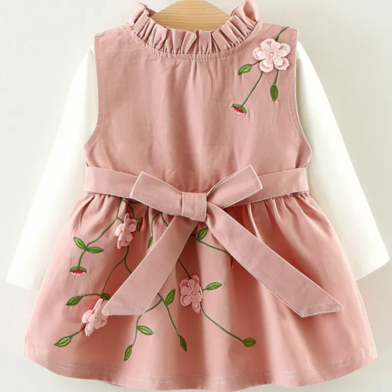 Комплекты для маленьких девочек новинка жилет и юбка с цветочным рисунком +