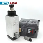 Квадратный электродвигатель шпинделя с воздушным охлаждением ER25 4 подшипника и контроллер преобразователя VFD 4 кВт 220 В для фрезерного станка с ЧПУ