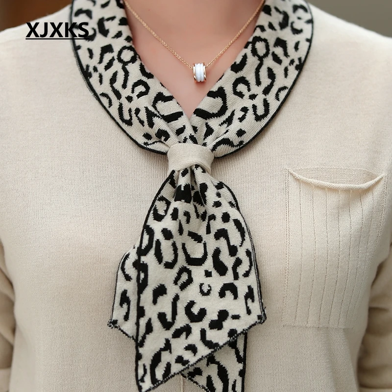XJXKS Wool Sweater Women Autumn And Winter 2022 Sweaters Long Sleeve Leopard Collar Pull Femme Cashmere Pullover | Женская одежда