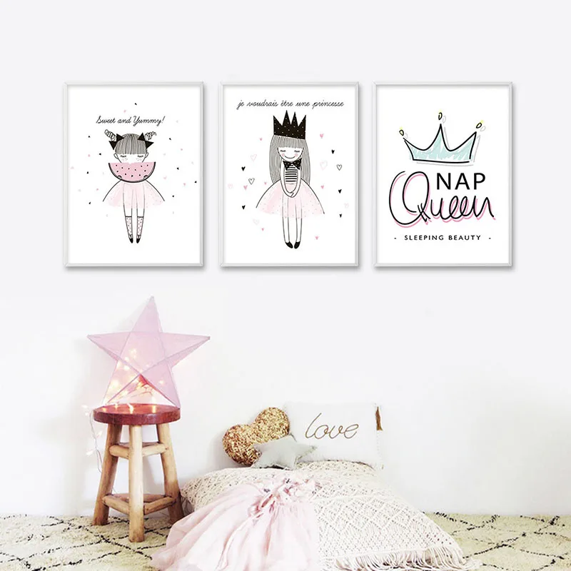 Водные Цвета мультфильм девушка мотивационные цитаты плакаты и принты настенная