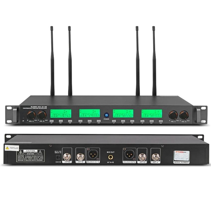 구매 1 세트 4 채널 금속 무선 마이크 200M 전송 전문 마이크 뮤직 스튜디오 MK010F 용