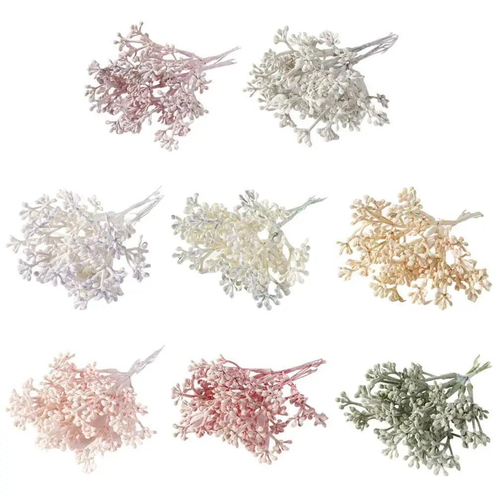 6pcs/lot Artificial Flower Plant Bouquet 14cm Plastic Long Stamen Berry Fake Flowers For Wedding Home DIY Wreat Box Decoration | Дом и сад