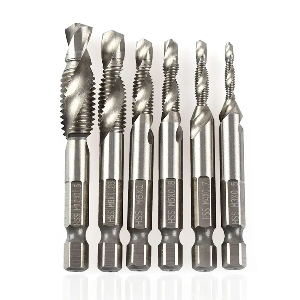 

6PCS Titanium Coated HSS Drill Bit Set for Metal Power Tools Twist Drill Accessories Hex Shank Woodworking Tool Optional Size