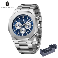 sapphero mens watches stainless steel case quartz movement waterproof multi function chronograph luxury business casual clock