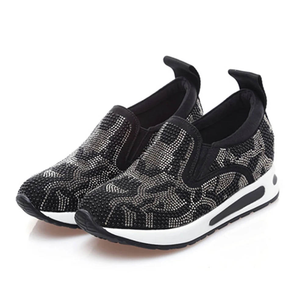 Туфли женские на платформе и высоком каблуке дышащие со стразами толстая подошва