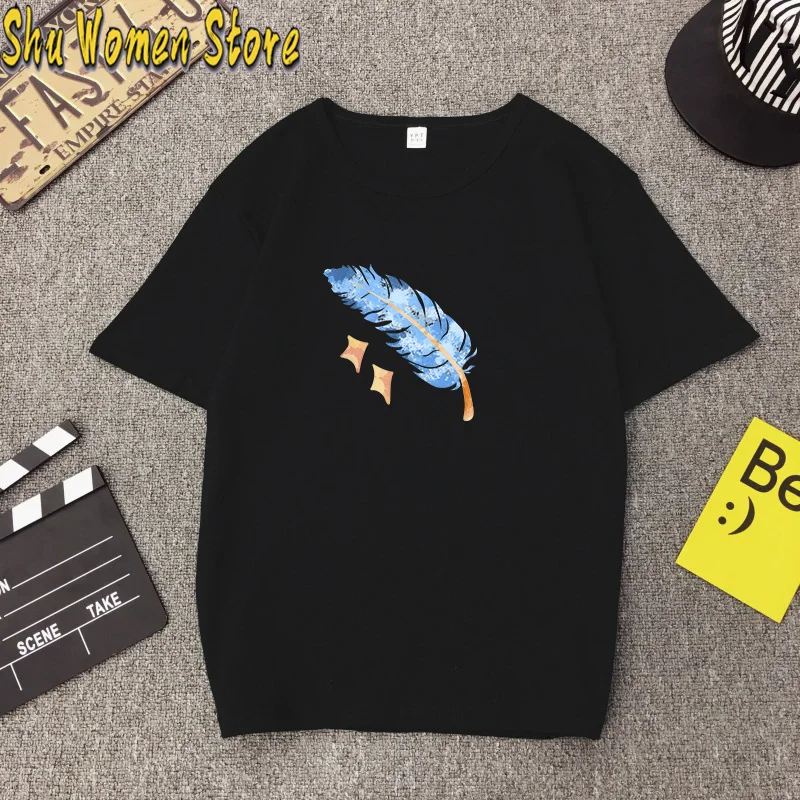 Женская футболка с круглым вырезом и коротким рукавом Повседневная Свободная