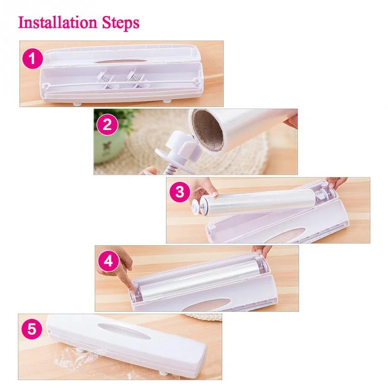 New Plastic Preservative Film Cutter High Quality Food Wrap Dispensers Seal Aluminum Foil Wax Paper Kitchen Accessories | Дом и сад