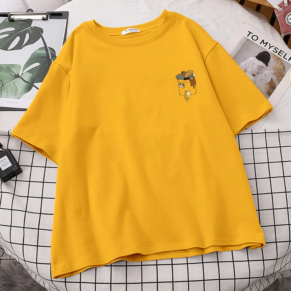 

Футболка с принтом «Группа котят» разных цветов, женские летние топы большого размера, новые футболки 2021, модная женская футболка