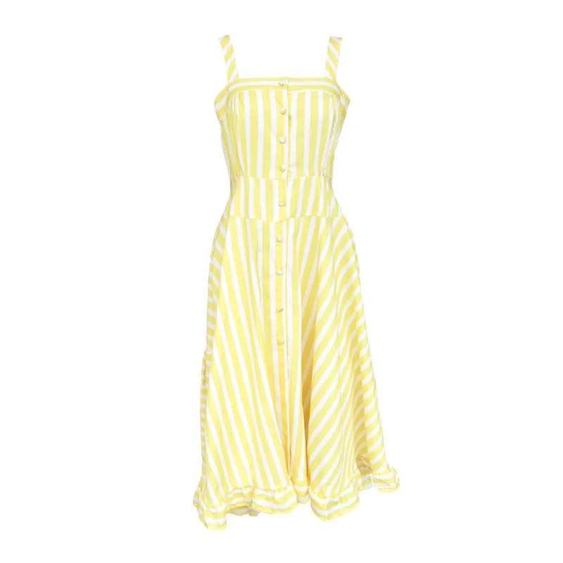 Женское миди-платье в полоску TWOTWINSTYLE летнее белое повседневное на бретельках без